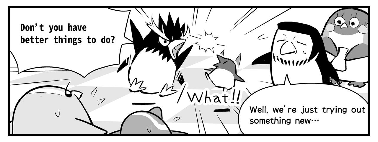 Rockhopper and Adele argue. Mr.Beard tries to calm them down.